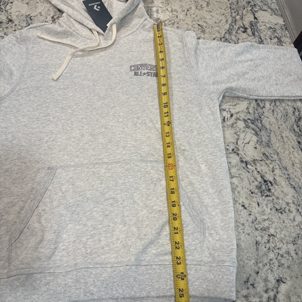 Converse Vintage Inspired Logo Fleece Mens Small Loose Fit Gray Hoodie NWT - Picture 8 of 16